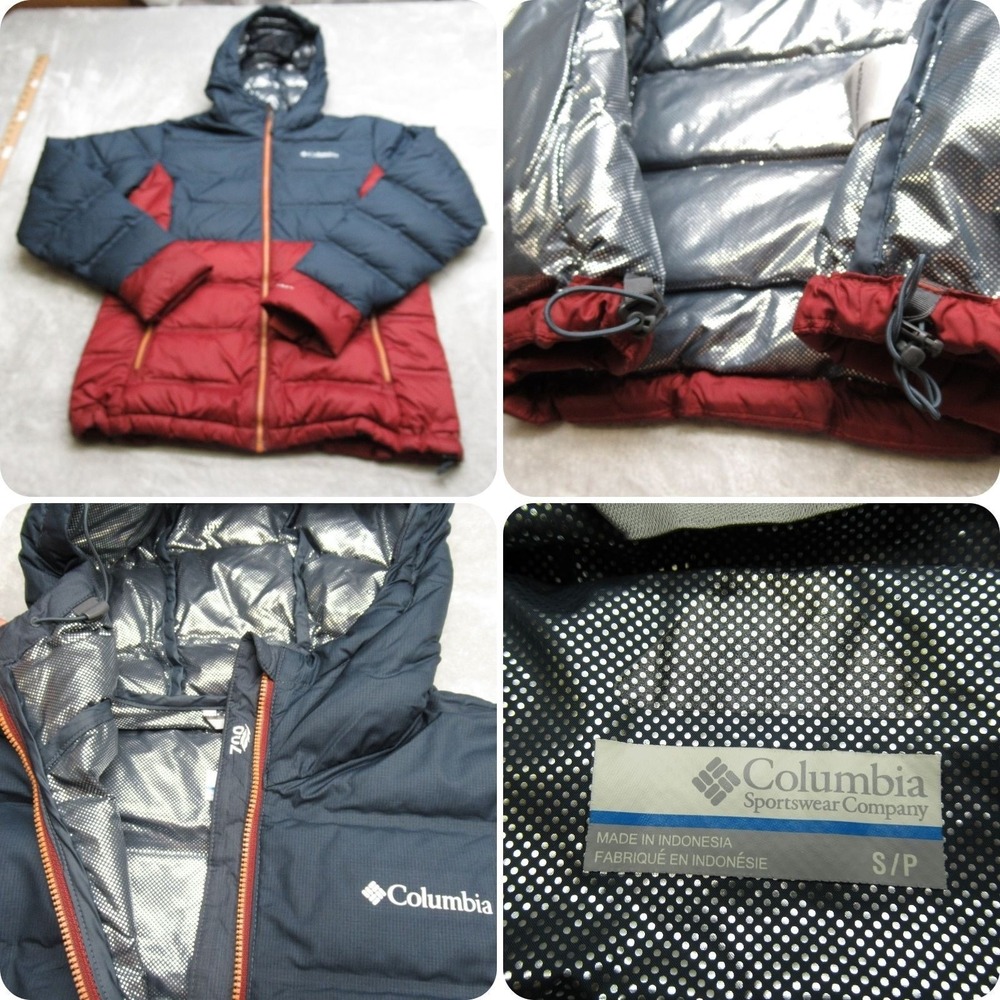 Columbia Down Jacket Women Small Blue Insulated Omni Heat 700 Fill Winter Puffer